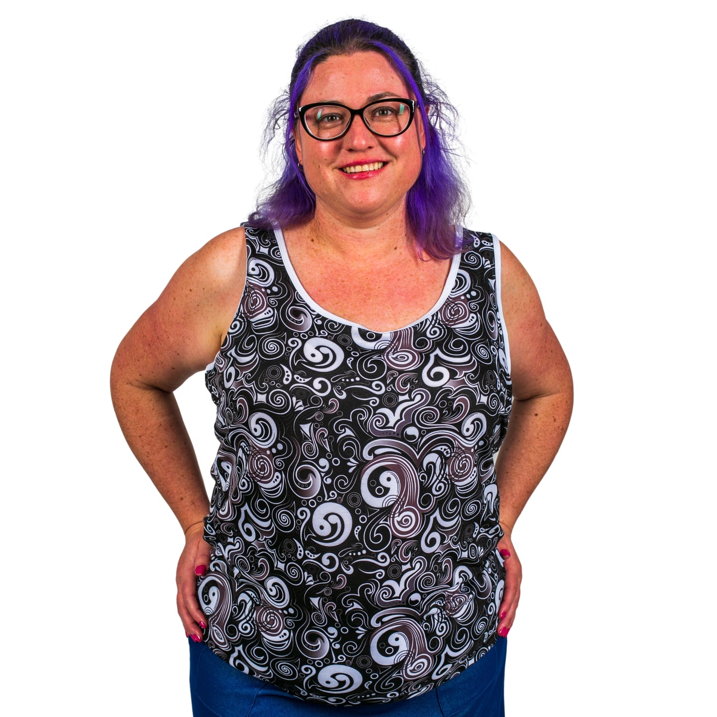 Abstract Singlet Top by RainbowsAndFairies.com.au (Black & White - Psychedelic - Singlet Top - Tank Top - Kitsch) - SKU: CL_SGLET_ABSTR_ORG - Pic-04