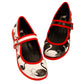 Grace Mary Janes by RainbowsAndFairies.com.au (Black Swan - White Swan - Birds - Buckle Up Shoes - Mismatched Shoes - Stripes) - SKU: FW_MARYJ_GRACE_ORG - Pic-01