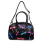 Midnight Dreaming Bowler Bag by RainbowsAndFairies.com (Dragonfly - Pink & Purple - Butterfly - Kitsch - Bowler Style - Bowling Bag - Handbag - Vintage Inspired - Rockabilly) - SKU: BG_BOWLR_DREAM_MID - Pic 03