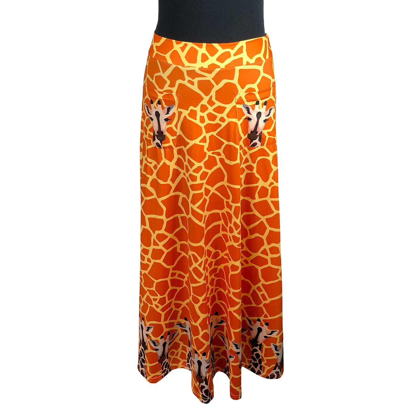 Andy Maxi Skirt by RainbowsAndFairies.com.au (Giraffe - Animal Print - Safari - Skirt With Pockets - Boho - Mod Retro - Vintage Inspired) - SKU: CL_MAXIS_ANDYG_ORG - Pic-01