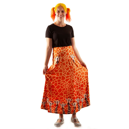 Andy Maxi Skirt by RainbowsAndFairies.com.au (Giraffe - Animal Print - Safari - Skirt With Pockets - Boho - Mod Retro - Vintage Inspired) - SKU: CL_MAXIS_ANDYG_ORG - Pic-03