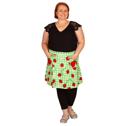 Berry Picnic Short Skirt by RainbowsAndFairies.com.au (Strawberry Shortcake - Green - Skirt With Pockets - Aline Skirt - Vintage Inspired - Kitsch) - SKU: CL_SHORT_BERRY_ORG - Pic-05