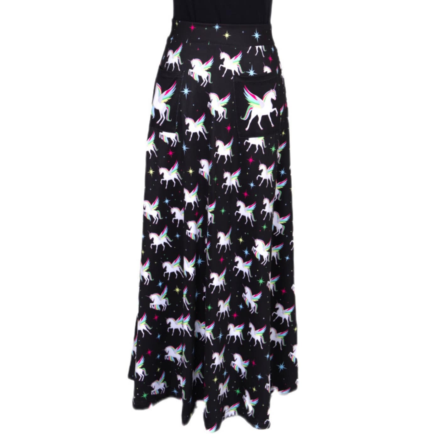 Blessing Maxi Skirt by RainbowsAndFairies.com.au (Unicorn - Winged Unicorn - Rainbow - Long Skirt - Vintage Inspired - Boho - Skirt With Pockets) - SKU: CL_MAXID_BLESS_ORG - Pic-03