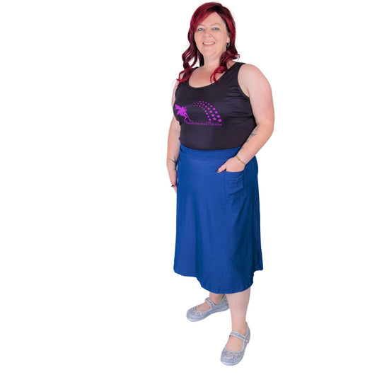 Blue Denim Original Skirt by RainbowsAndFairies.com.au (Denim Skirt - Jean - Skirt With Pockets - Aline - Vintage Inspired - Kitsch) - SKU: CL_OSKRT_DENIM_BLU - Pic-02