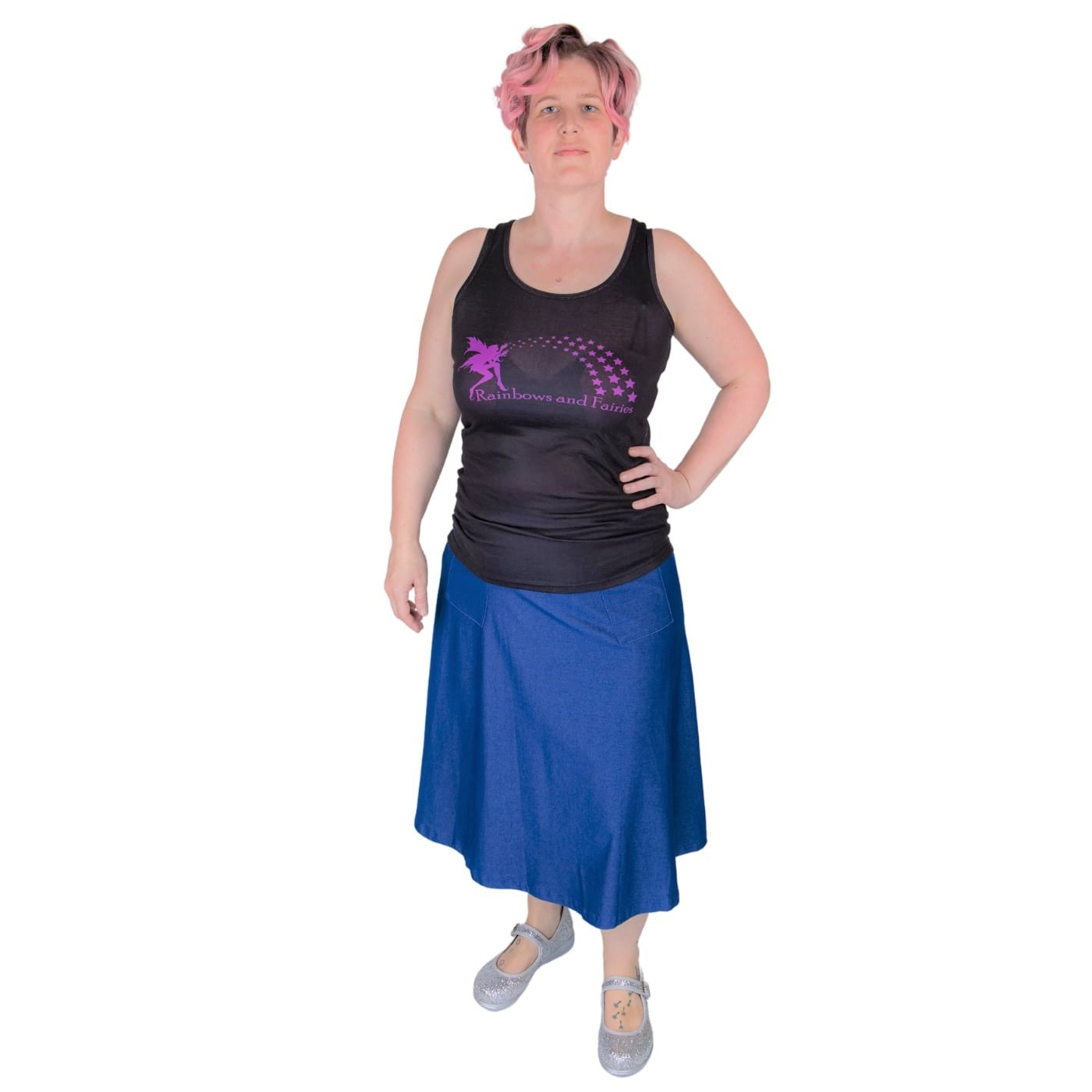 Blue Denim Original Skirt by RainbowsAndFairies.com.au (Denim Skirt - Jean - Skirt With Pockets - Aline - Vintage Inspired - Kitsch) - SKU: CL_OSKRT_DENIM_BLU - Pic-03