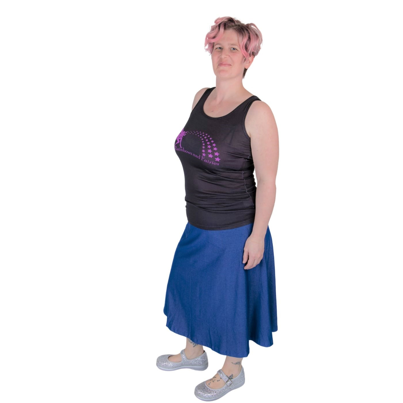 Blue Denim Original Skirt by RainbowsAndFairies.com.au (Denim Skirt - Jean - Skirt With Pockets - Aline - Vintage Inspired - Kitsch) - SKU: CL_OSKRT_DENIM_BLU - Pic-04