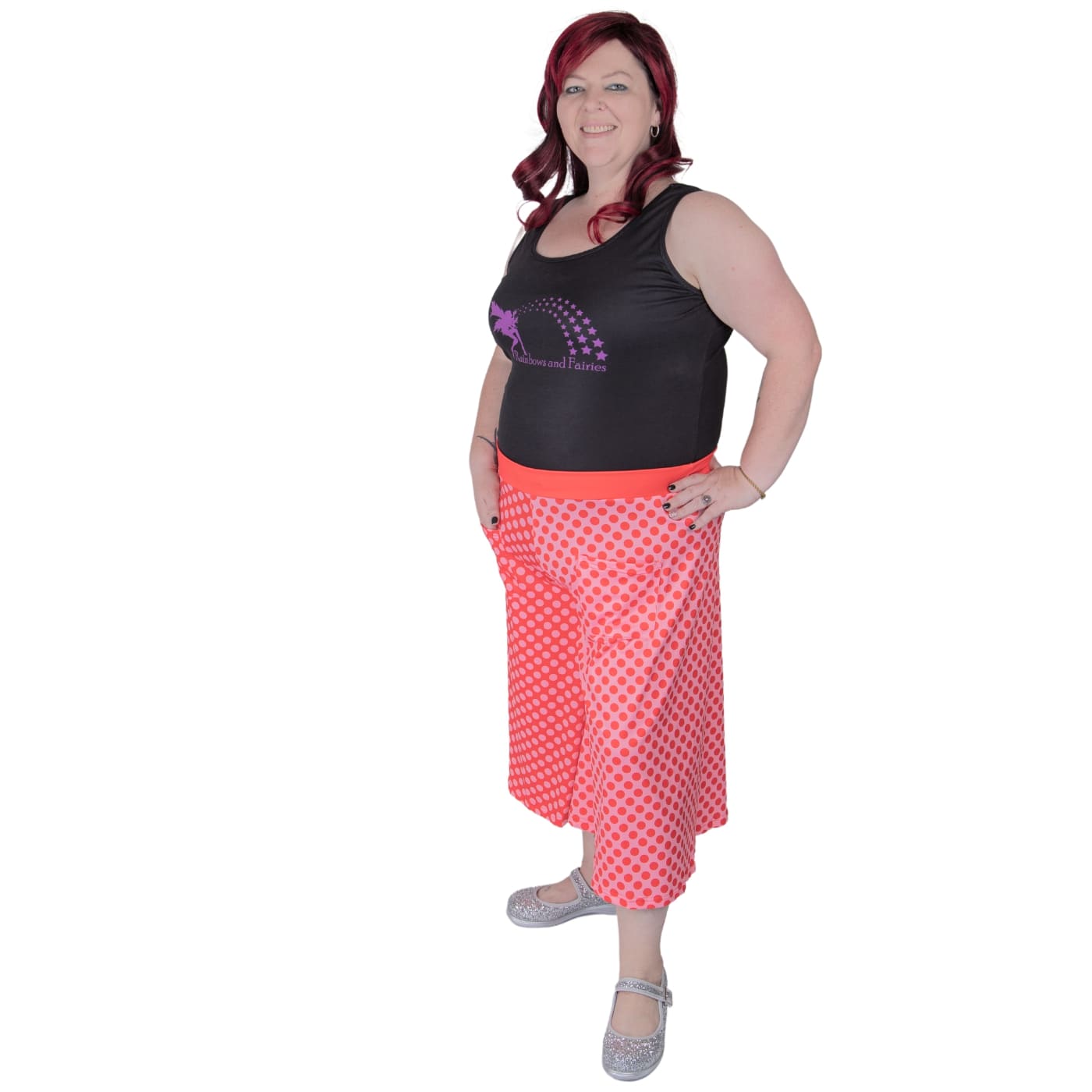 Blush Culottes by RainbowsAndFairies.com.au (Red Polka Dots - Pink Polka Dots - Pink & Red - 3 Quarter Pants - Wide Leg Pants - Vintage Inspired) - SKU: CL_CULTS_BLUSH_ORG - Pic-03