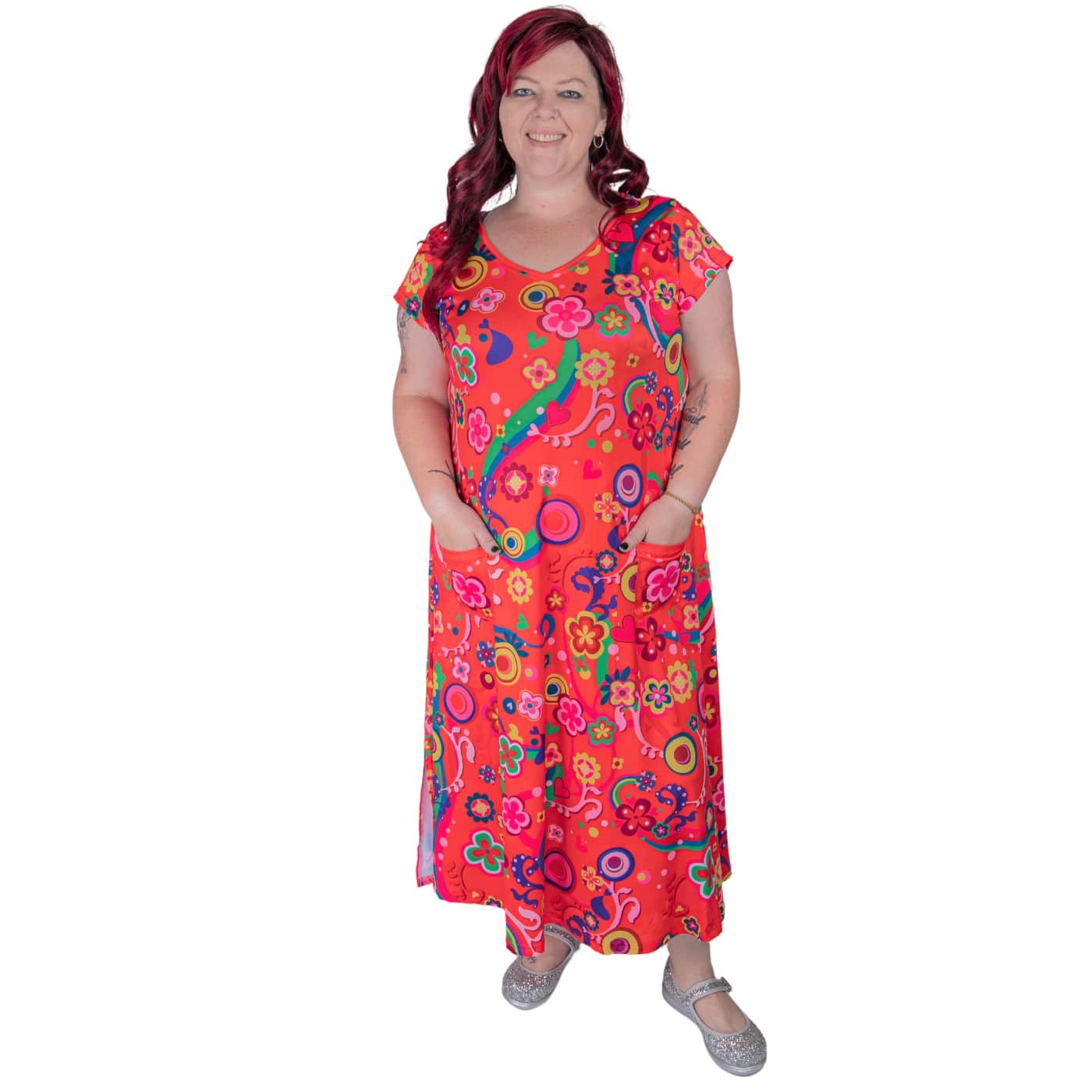 Groovy Remix Maxi Dress by RainbowsAndFairies.com.au (Woodstock - Psychedelic - Retro Print - Boho - Dress With Pockets - Long Dress - Vintage Inspired) - SKU: CL_MAXID_GROOV_REM - Pic-01