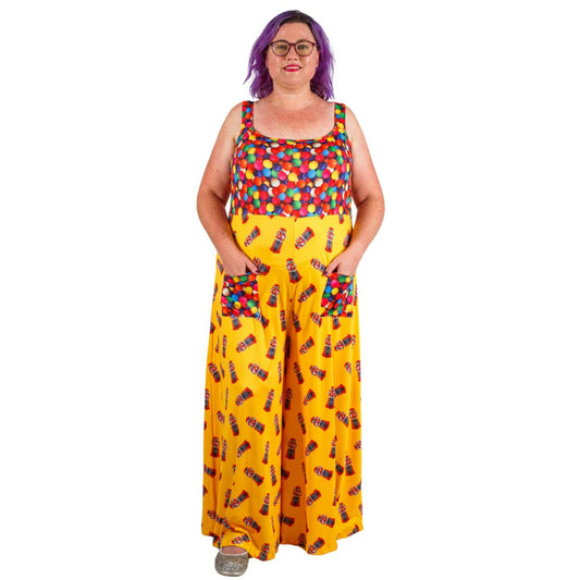 Gumball Jumpsuit by RainbowsAndFairies.com.au (Gumballs - Bubblegum - Overalls - Wide Leg Pants - Vintage Inspired - Kitsch) - SKU: CL_JUMPS_GBALL_ORG - Pic-05