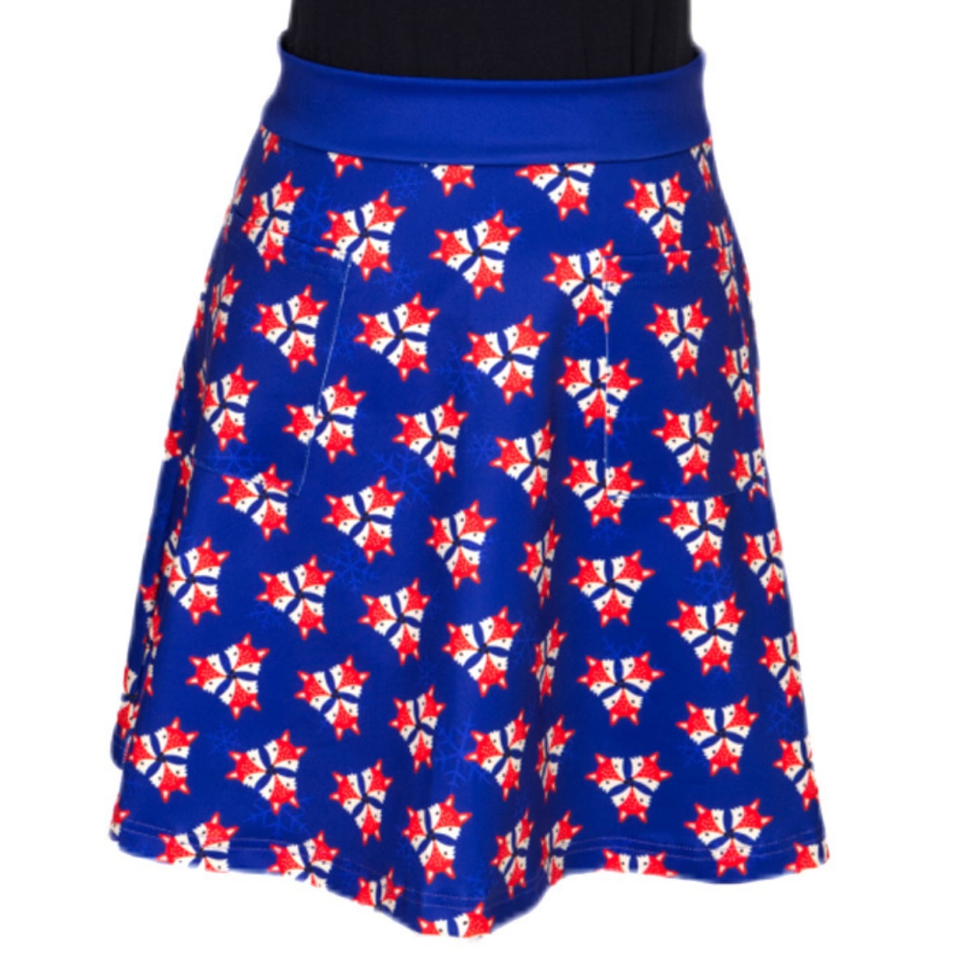 Howard Short Skirt by RainbowsAndFairies.com.au (Red Fox - Foxy - Snowflake - Blue - Kitsch - Aline Skirt With Pockets - Vintage Inspired) - SKU: CL_SHORT_HOWIE_ORG - Pic-02