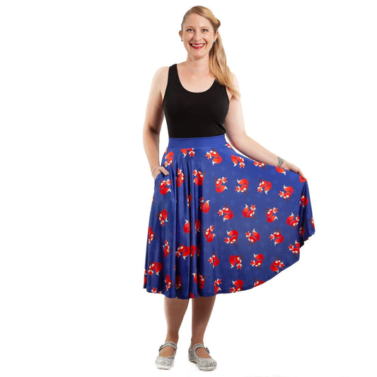 Howard Swishy Skirt by RainbowsAndFairies.com.au (Red Fox - Foxy - Animal Print - Woodland Creature - Circle Skirt With Pockets - Mod Retro) - SKU: CL_SWISH_HOWIE_ORG - Pic-05