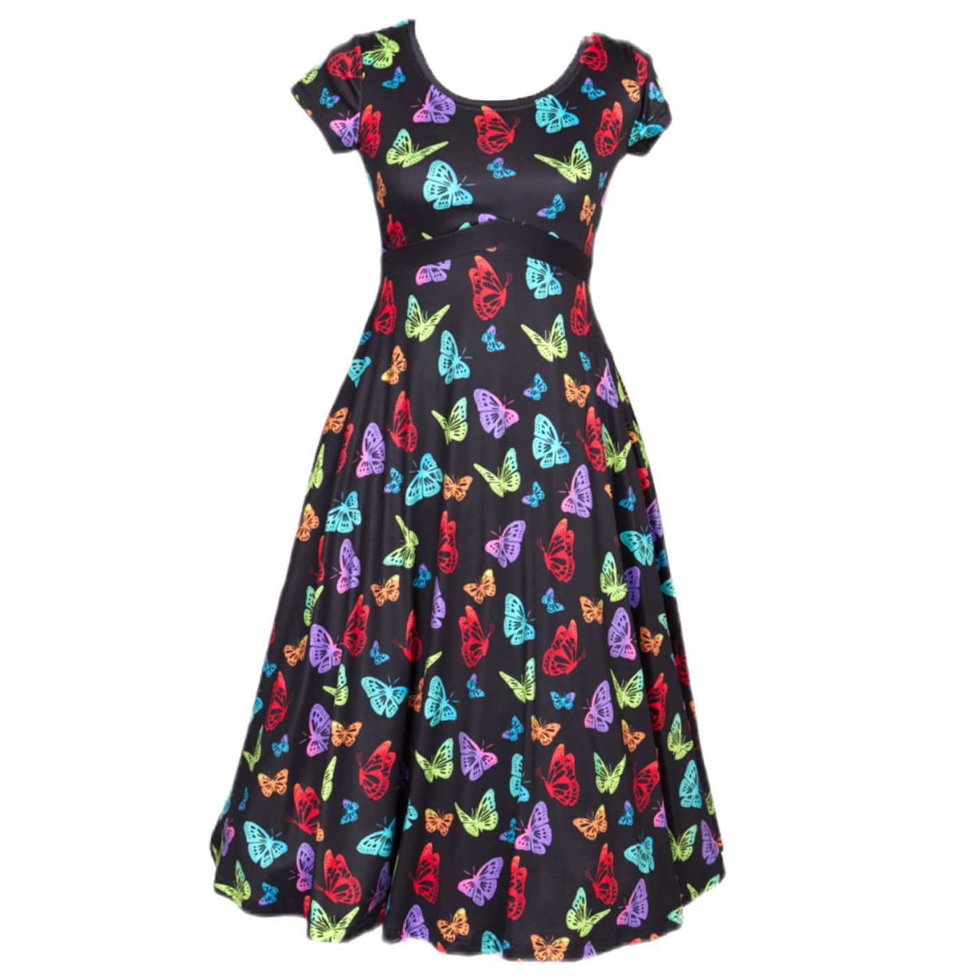 Kaleidoscope Tea Dress by RainbowsAndFairies.com.au (Monarch Butterfly - Butterflies - Rainbow - Kitsch - Dress With Pockets - Vintage Inspired) - SKU: CL_TEADR_KSCOP_ORG - Pic-01