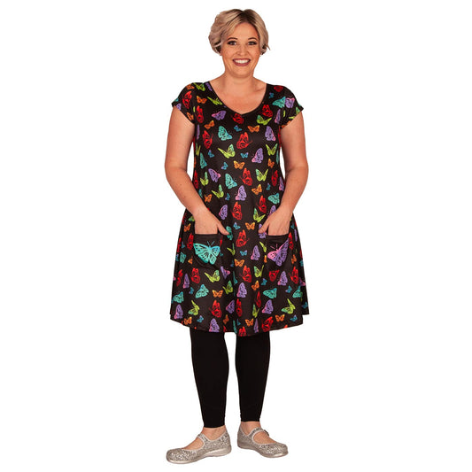 Kaleidoscope Tunic Dress by RainbowsAndFairies.com.au (Monarch Butterfly - Rainbow - Kitsch - Dress With Pockets - Mod Retro - Vintage Inspired) - SKU: CL_TUNDR_KSCOP_ORG - Pic-02