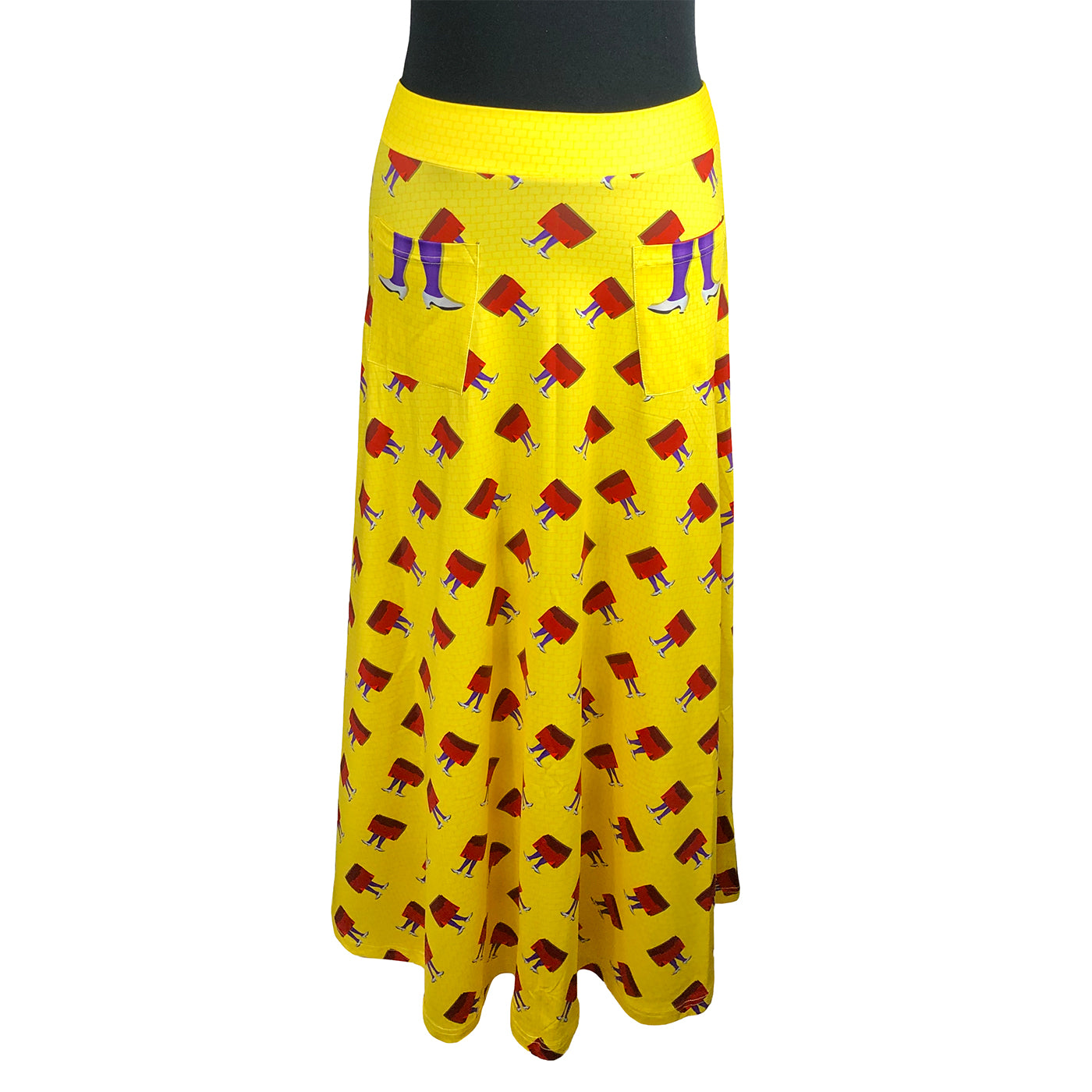 Kansas Maxi Skirt by RainbowsAndFairies.com (Wizard Oz - Maxi Skirt With Pockets - Yellow Brick Road - Evil Witch - Ruby Slippers) - SKU: CL_MAXIS_KNSAS_ORG - Pic 01