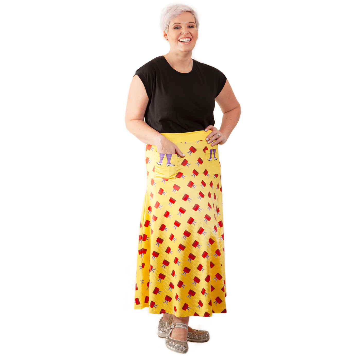 Kansas Maxi Skirt by RainbowsAndFairies.com (Wizard Oz - Maxi Skirt With Pockets - Yellow Brick Road - Evil Witch - Ruby Slippers) - SKU: CL_MAXIS_KNSAS_ORG - Pic 04