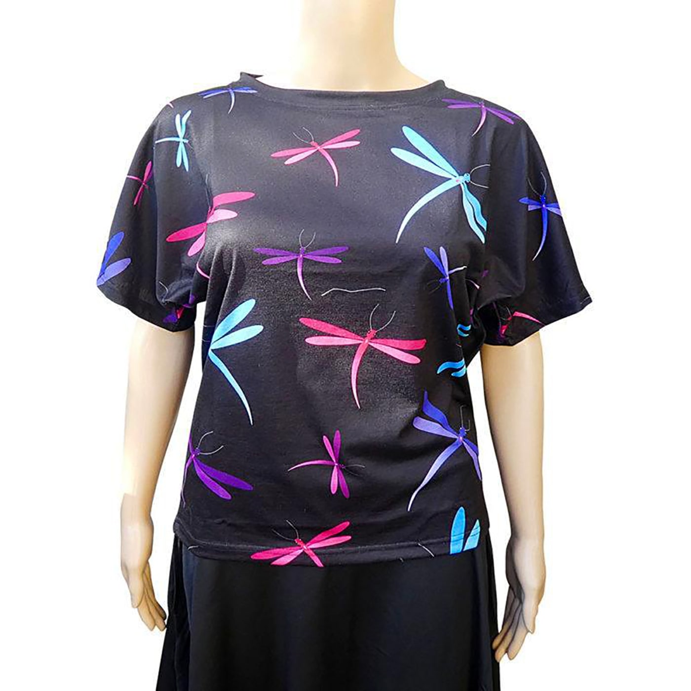 Midnight Dreaming Batwing Top by RainbowsAndFairies.com (Dragonfly - Purple & Blue - Butterfly - Kitsch - Shirt - Vintage Inspired - Rock & Roll) - SKU: CL_BATOP_DREAM_MID - Pic 01