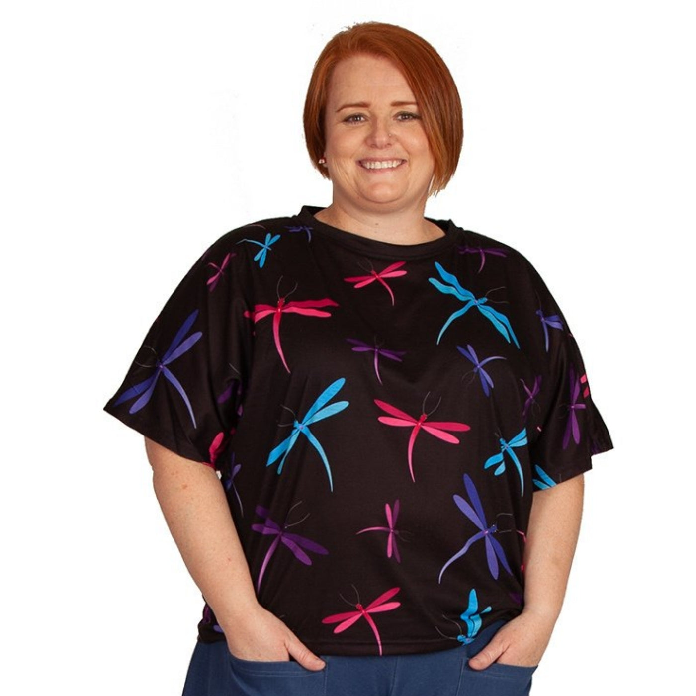 Midnight Dreaming Batwing Top by RainbowsAndFairies.com (Dragonfly - Purple & Blue - Butterfly - Kitsch - Shirt - Vintage Inspired - Rock & Roll) - SKU: CL_BATOP_DREAM_MID - Pic 03