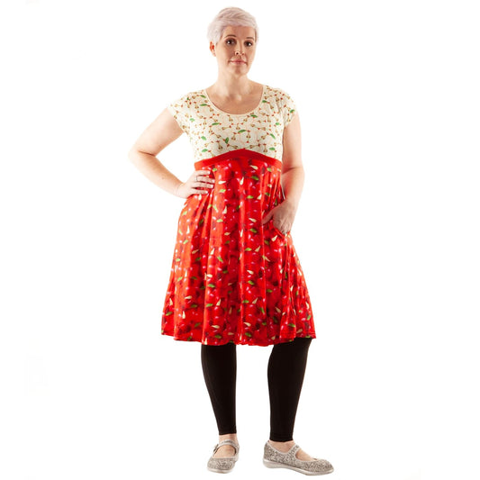 Orchard Tea Dress by RainbowsAndFairies.com (Red Apples - Apple Core - Snow White - Pin Up Dress - Rockabilly - Rock & Roll) - SKU: CL_TEADR_ORCHD_ORG - Pic 05