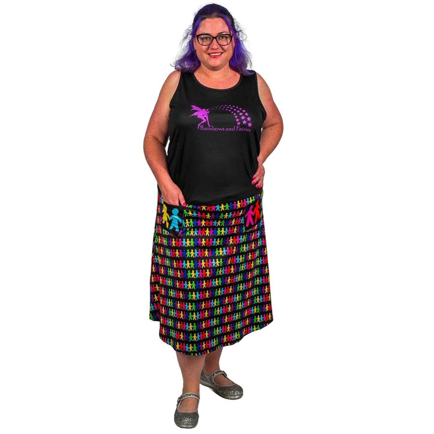 Paperdolls Original Skirt by RainbowsAndFairies.com (Dolls - Paper - Art - Skirt With Pockets - Aline Skirt - Vintage Inspired) - SKU: CL_OSKRT_PAPER_ORG - Pic 01