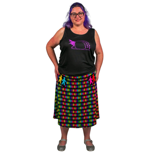 Paperdolls Original Skirt by RainbowsAndFairies.com (Dolls - Paper - Art - Skirt With Pockets - Aline Skirt - Vintage Inspired) - SKU: CL_OSKRT_PAPER_ORG - Pic 02