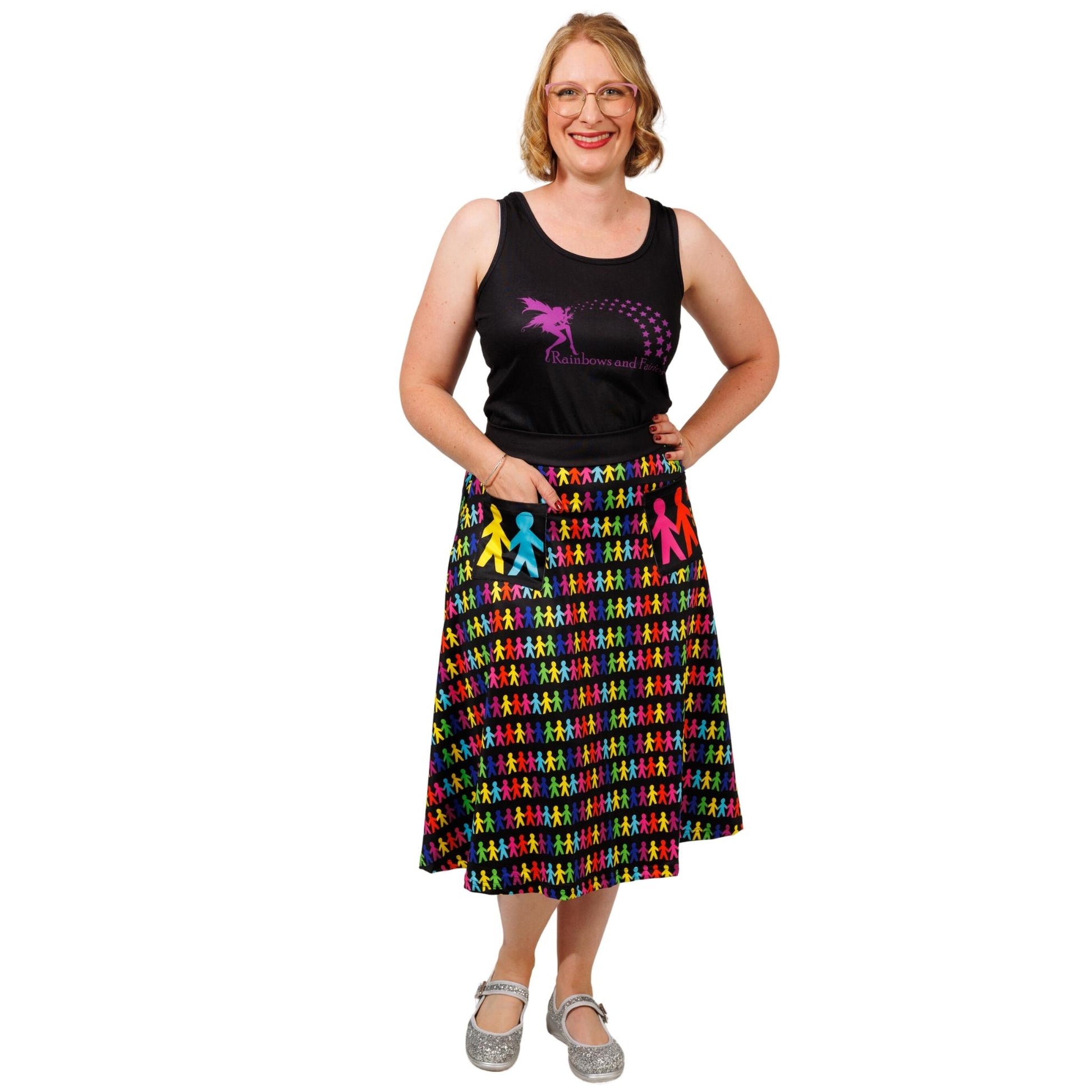 Paperdolls Original Skirt by RainbowsAndFairies.com (Dolls - Paper - Art - Skirt With Pockets - Aline Skirt - Vintage Inspired) - SKU: CL_OSKRT_PAPER_ORG - Pic 03