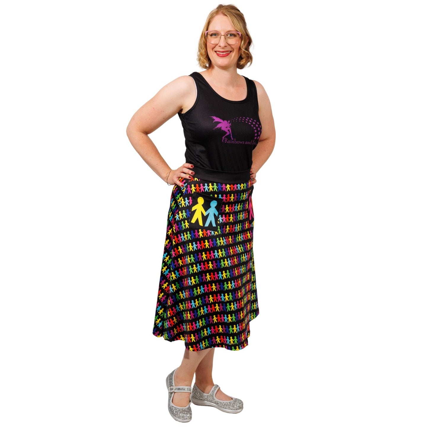 Paperdolls Original Skirt by RainbowsAndFairies.com (Dolls - Paper - Art - Skirt With Pockets - Aline Skirt - Vintage Inspired) - SKU: CL_OSKRT_PAPER_ORG - Pic 04