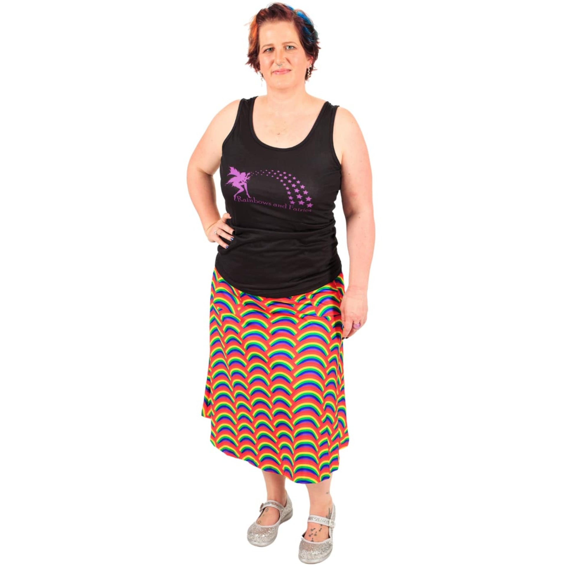 Rainbow Original Skirt by RainbowsAndFairies.com.au (Rainbows - Pride - Psychedelic - Skirt With Pockets - Kitsch) - SKU: CL_OSKRT_RAINB_ORG - Pic-01
