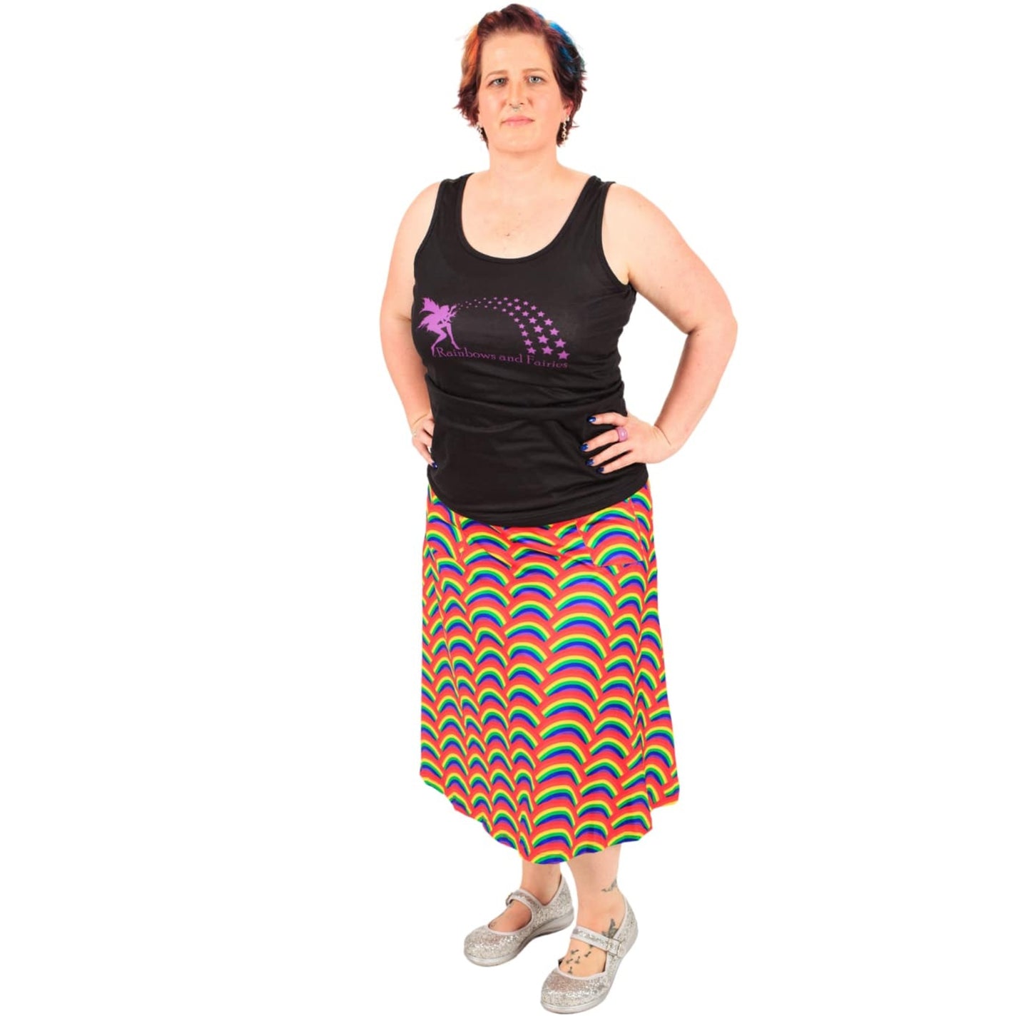 Rainbow Original Skirt by RainbowsAndFairies.com.au (Rainbows - Pride - Psychedelic - Skirt With Pockets - Kitsch) - SKU: CL_OSKRT_RAINB_ORG - Pic-02