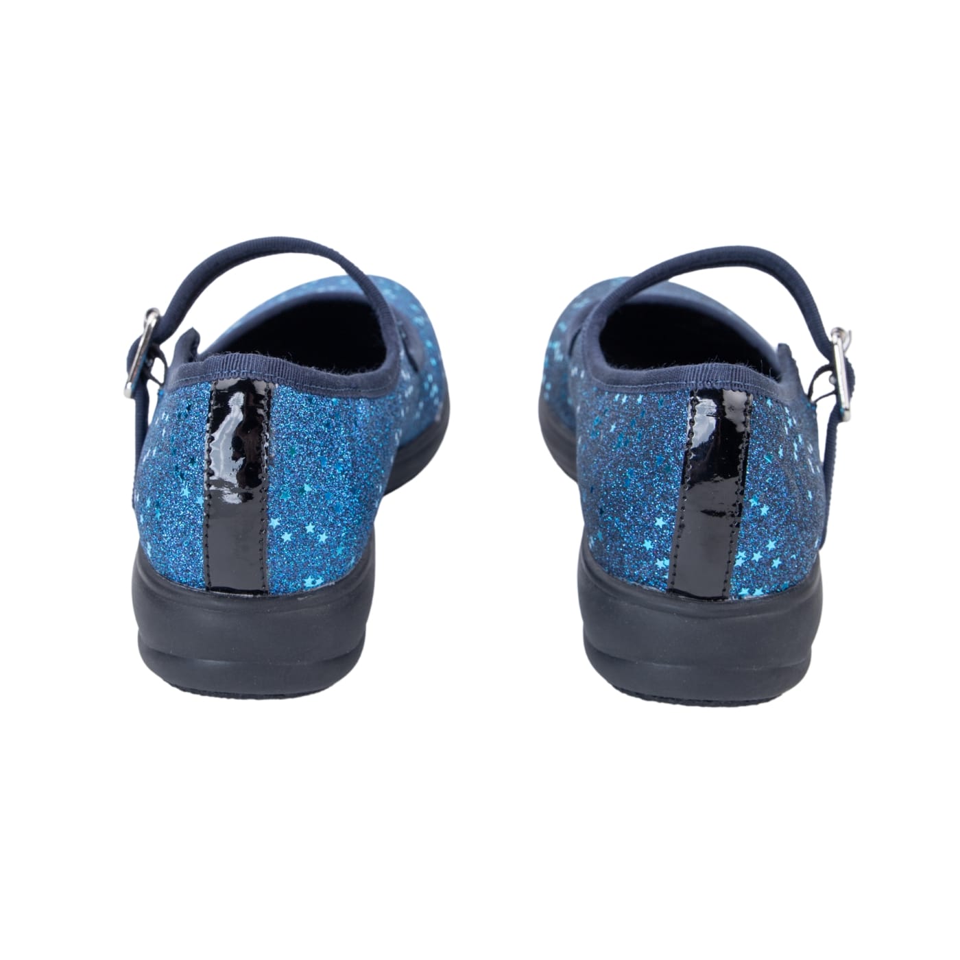 Sapphire Mary Janes by RainbowsAndFairies.com (Blue Glitter - Stars - Sparkle Shoes - Mary Janes - Buckle Up Shoes - Mismatched Shoes) - SKU: FW_MARYJ_SAPPH_ORG - Pic 05