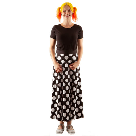 Spots Anyone Maxi Skirt by RainbowsAndFairies.com.au (Black & White - Monochrome - Polka Dot - Skirt With Pockets - Boho - Mod Retro - Vintage Inspired) - SKU: CL_MAXIS_SPOTS_ORG - Pic-03