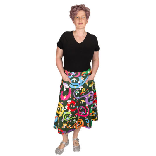 Toadstool Original Skirt by RainbowsAndFairies.com.au (Mushroom - Psychedelic Swirls - Retro - Kitsch - Aline Skirt With Pockets - Vintage Inspired) - SKU: CL_OSKRT_TOADS_ORG - Pic-06