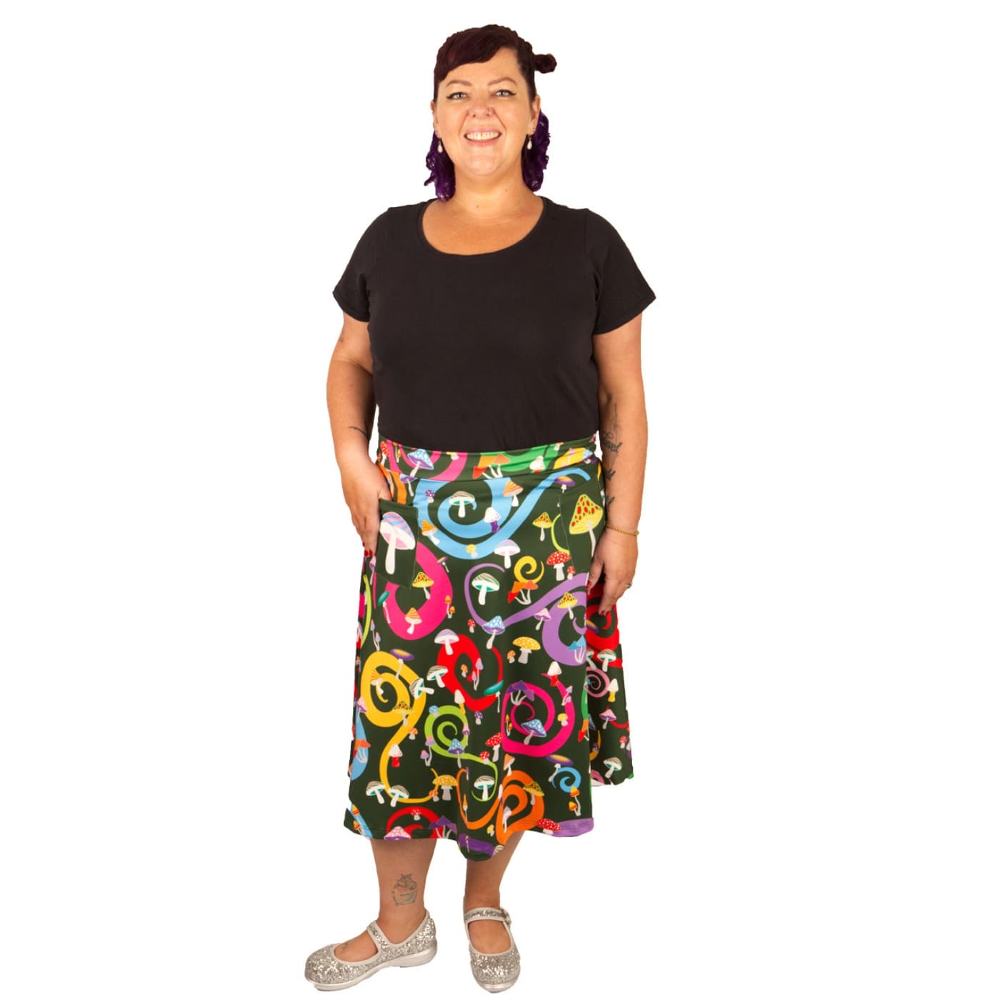 Toadstool Original Skirt by RainbowsAndFairies.com.au (Mushroom - Psychedelic Swirls - Retro - Kitsch - Aline Skirt With Pockets - Vintage Inspired) - SKU: CL_OSKRT_TOADS_ORG - Pic-07
