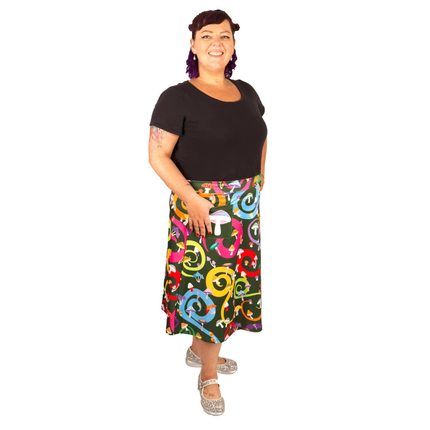 Toadstool Original Skirt by RainbowsAndFairies.com.au (Mushroom - Psychedelic Swirls - Retro - Kitsch - Aline Skirt With Pockets - Vintage Inspired) - SKU: CL_OSKRT_TOADS_ORG - Pic-08