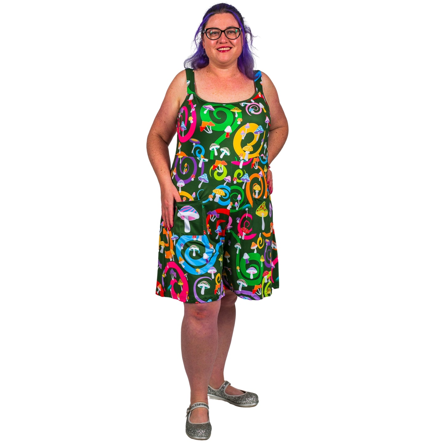 Toadstool Romper by RainbowsAndFairies.com.au (Mushroom - Psychedelic Swirl - Woodstock - Playsuit - Overalls - Shorts) - SKU: CL_ROMPR_TOADS_ORG - Pic-05