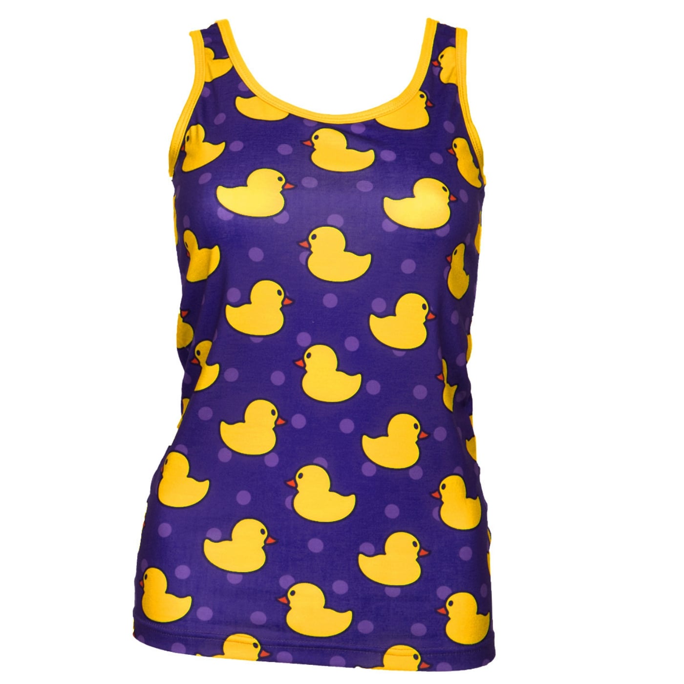 Yellow Ducky Singlet Top by RainbowsAndFairies.com.au (Yellow Duck - Rubber Duck - Rubber Ducky - Vintage Inspired - Kitsch - Tank Top) - SKU: CL_SGLET_DUCKY_YEL - Pic-01
