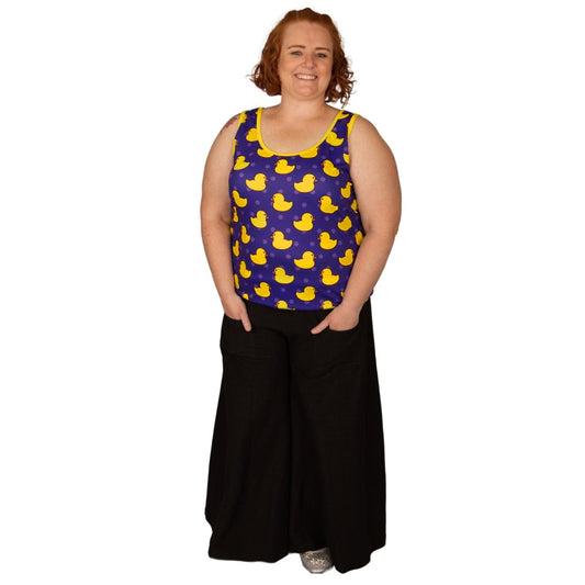 Yellow Ducky Singlet Top by RainbowsAndFairies.com.au (Yellow Duck - Rubber Duck - Rubber Ducky - Vintage Inspired - Kitsch - Tank Top) - SKU: CL_SGLET_DUCKY_YEL - Pic-02