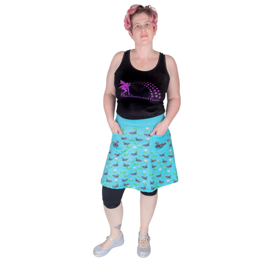 Mallard Short Skirt by RainbowsAndFairies.com.au (Ducks - Mallard - Lotus - Lilypad - Skirt With Pockets - Aline Skirt - Vintage Inspired - Kitsch) - SKU: CL_SHORT_MALLA_ORG - Pic-03