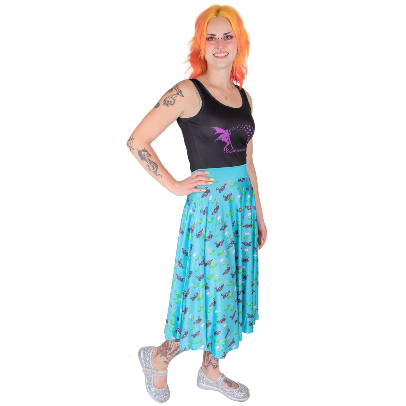 Mallard Swishy Skirt by RainbowsAndFairies.com.au (Ducks - Mallard - Lotus - Lilypad - Skirt With Pockets - Circle Skirt - Vintage Inspired - Kitsch) - SKU: CL_SWISH_MALLA_ORG - Pic-04