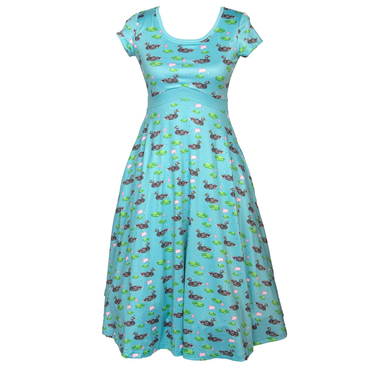 Mallard Tea Dress by RainbowsAndFairies.com.au (Ducks - Mallard - Lotus - Lilypad - Dress With Pockets - Circle Skirt - Vintage Inspired - Kitsch) - SKU: CL_TEADR_MALLA_ORG - Pic-05