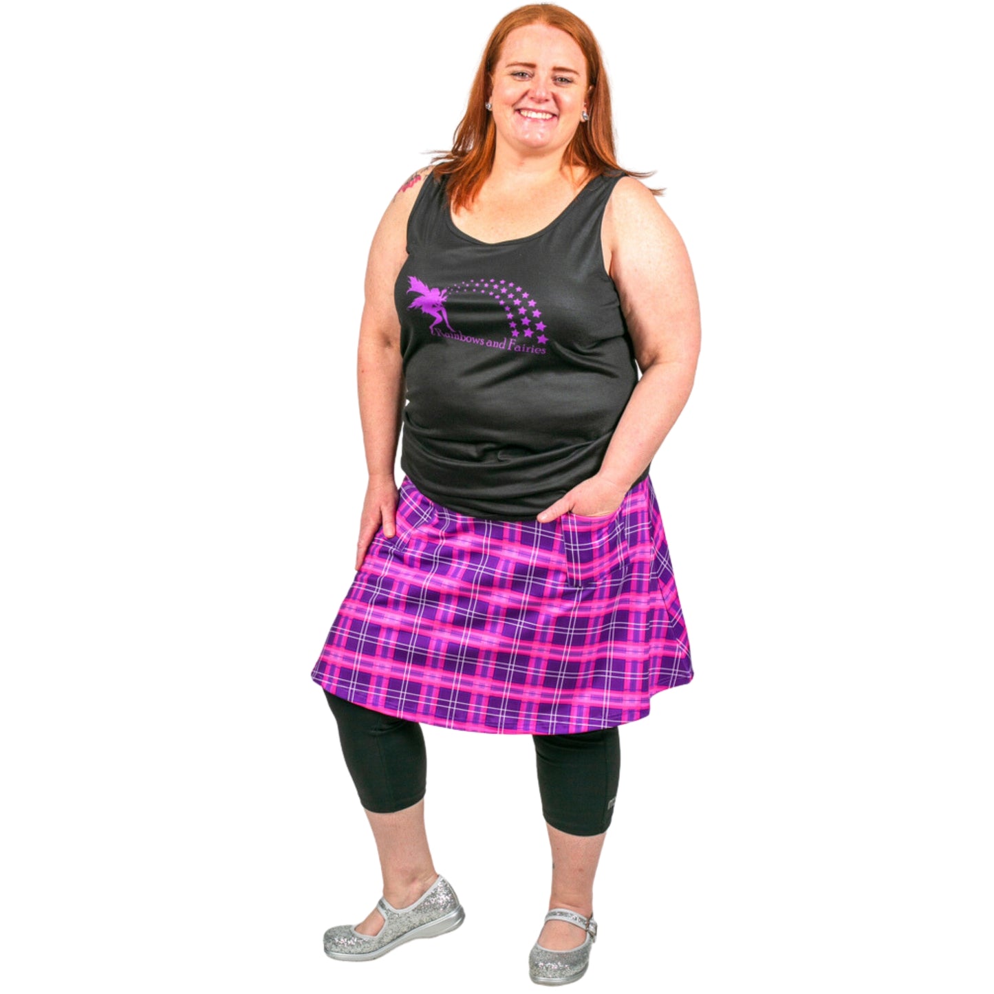 Purple Plaid Short Skirt by RainbowsAndFairies.com (Purple Check - Tartan - Skirt With Pockets - Aline Skirt - Cute - Vintage Inspired) - SKU: CL_SHORT_PLAID_PUR - Pic 02