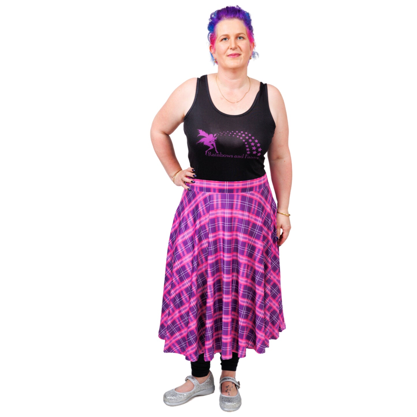 Purple Plaid Swishy Skirt by RainbowsAndFairies.com (Purple Check - Tartan - Skirt With Pockets - Circle Skirt  - Vintage Inspired) - SKU: CL_SWISH_PLAID_PUR - Pic 04