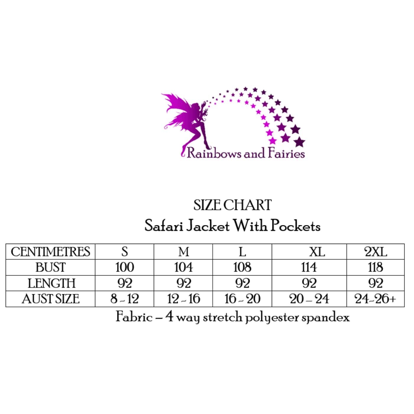 Safari-Jacket-Size Chart-RainbowsAndFairies.com.au-FW_CHART_SFJKT_ORG-01