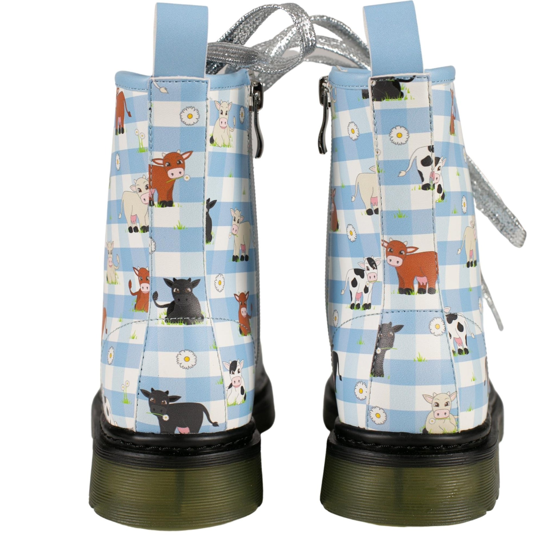Udderly Quirky Wonder Boots by RainbowsAndFairies.com.au (Cows - Animals - Farm- Combat Boots - Side Zip Boots - Mismatched Shoes) - SKU: FW_WONDR_UDDER_ORG - Pic-09