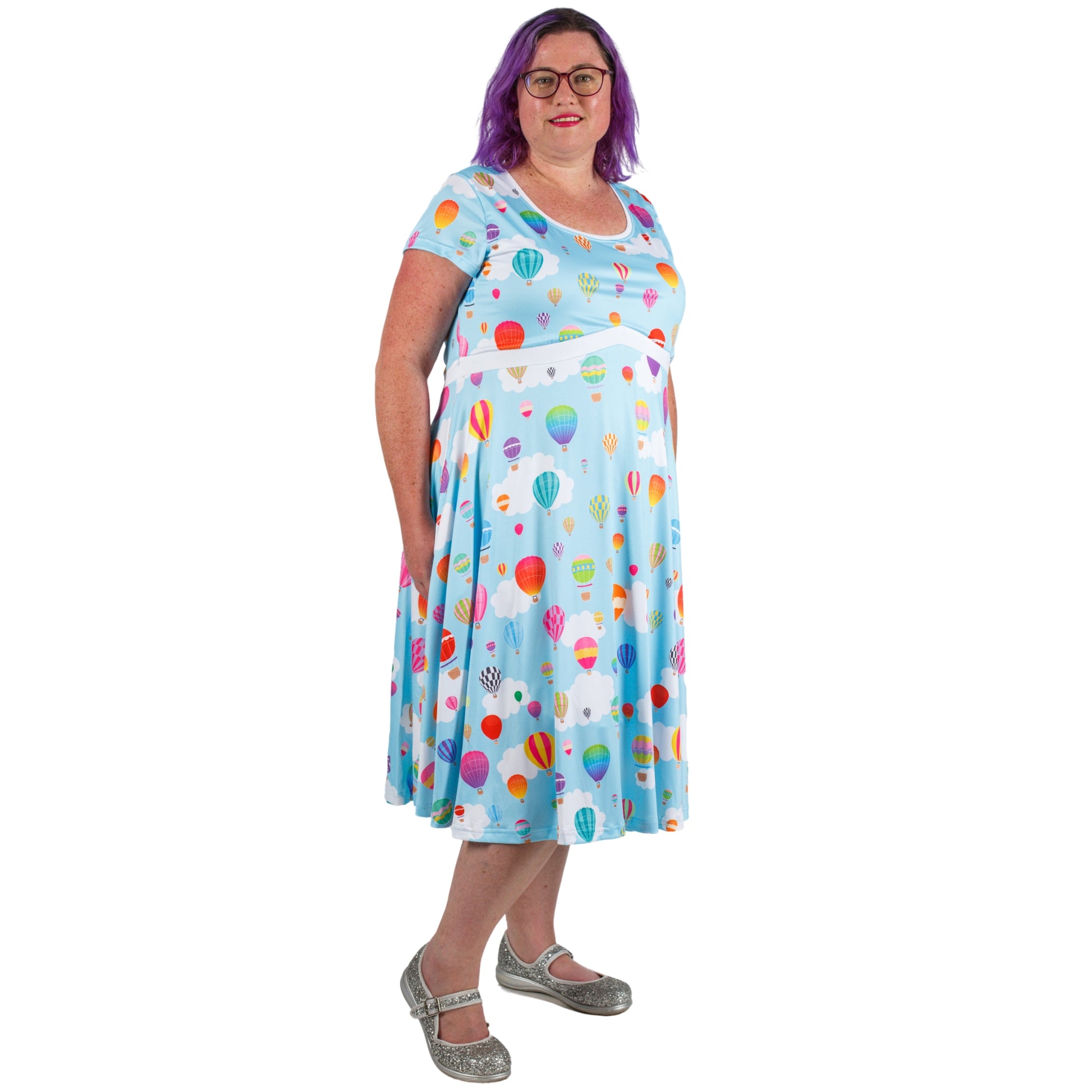 Whimsy Tea Dress by RainbowsAndFairies.com (Balloons - Hot Air Balloon - Dress With Pockets - Rockabilly - Vintage Inspired) - SKU: CL_TEADR_WHIMS_ORG - Pic 04