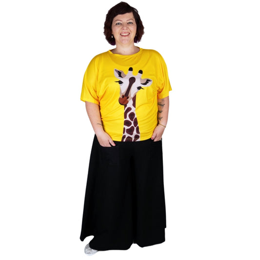 Andy Batwing Top by RainbowsAndFairies.com.au (Giraffe - Zoo - Animal Print - Bright Yellow - Vintage Inspired - Kitsch - Knit Top - Mod Retro) - SKU: CL_BATOP_ANDYG_ORG - Pic-04