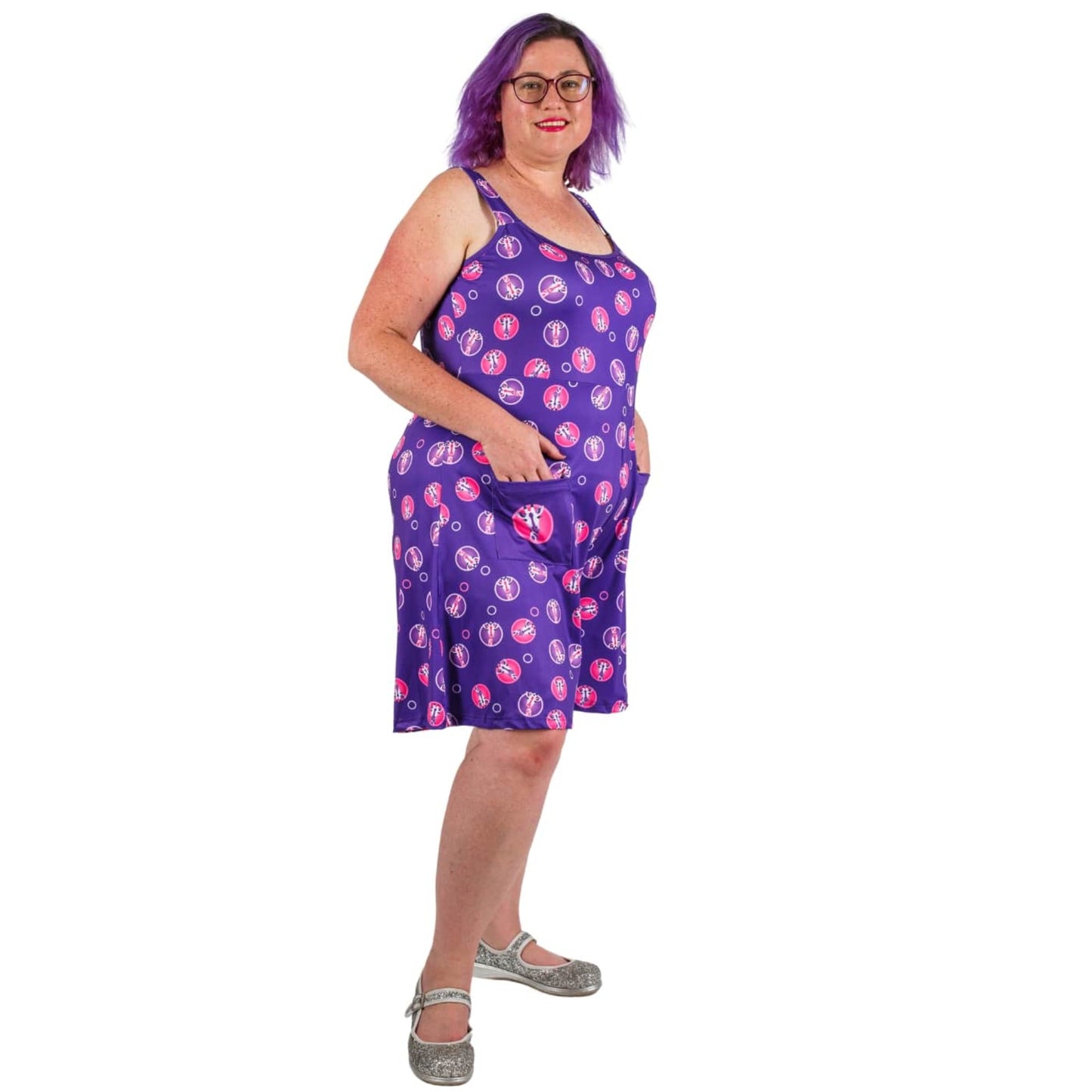 Andy Romper by RainbowsAndFairies.com.au (Giraffe - Pink & Purple - Jungle - Playsuit - Overalls - Shorts - Kitsch - Rockabilly) - SKU: CL_ROMPR_ANDYG_PNK - Pic-05