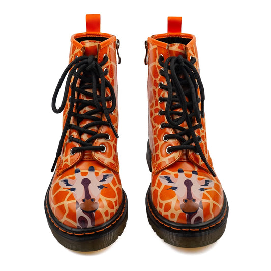 Andy Wonder Boots by RainbowsAndFairies.com.au (Giraffe - Animal Print - Metallic - Glitter - Combat Boots - Side Zip Boot - Sparkle - Jungle) - SKU: FW_WONDR_ANDYG_ORG - Pic-02