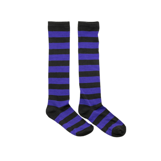 Black & Purple Stripe Knee High Socks by RainbowsAndFairies.com.au (Stripe Long Socks - Rainbow - Stockings - Colourful Socks - Vintage Inspired) - SKU: FW_SOCKS_STRIPE_B&P - Pic-02