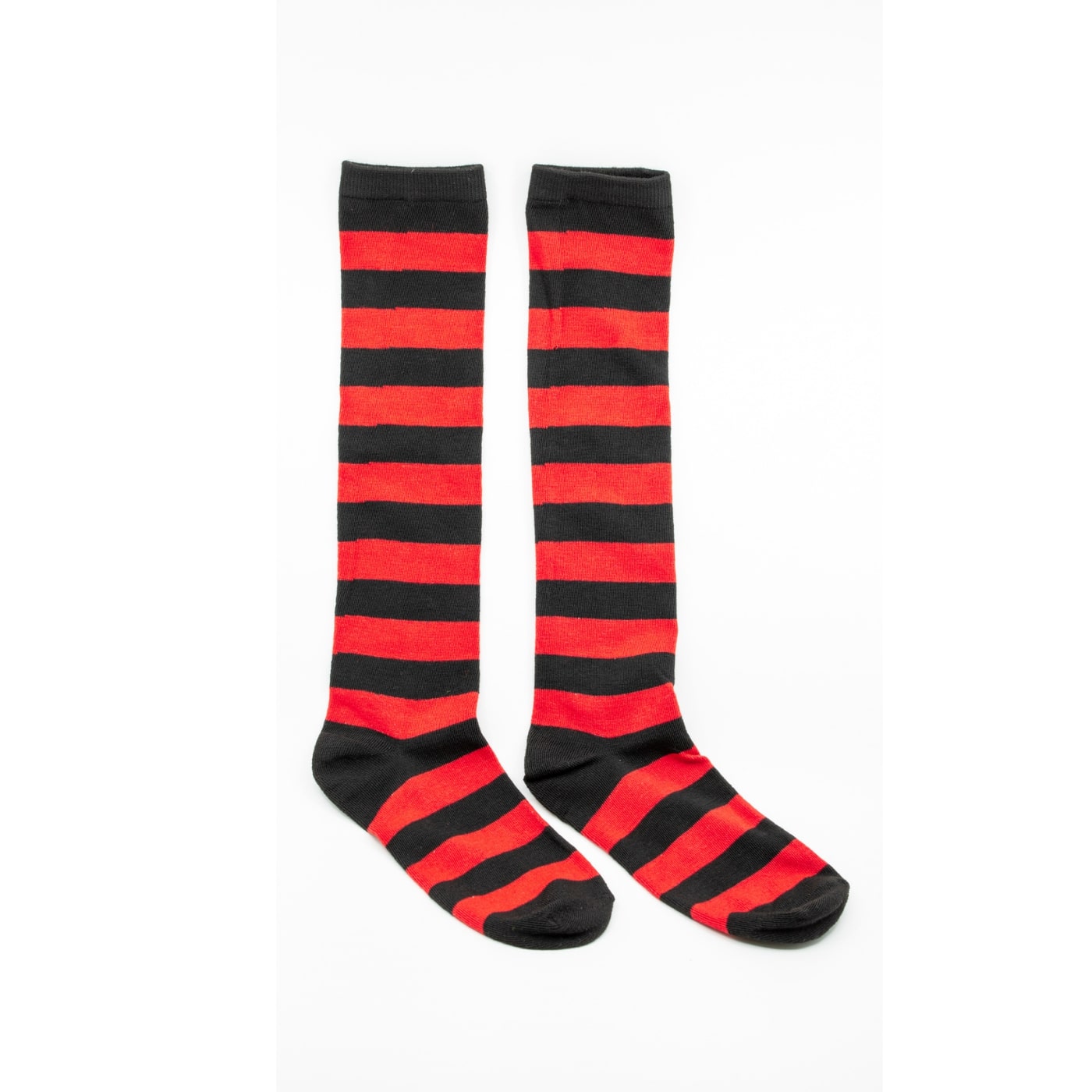 Black & Red Stripe Knee High Socks by RainbowsAndFairies.com.au (Stripe Long Socks - Rainbow - Stockings - Colourful Socks - Vintage Inspired) - SKU: FW_SOCKS_STRIPE_B&R - Pic-02