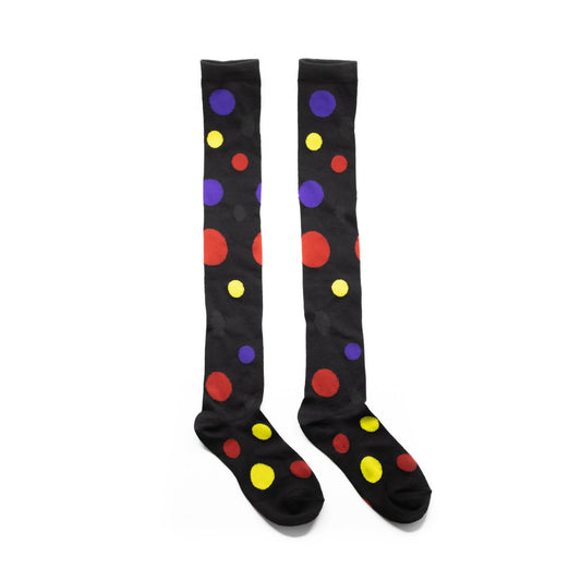 Black Spotty Over The Knee Socks by RainbowsAndFairies.com.au (Stripe Long Socks - Rainbow - Stockings - Colourful Socks - Vintage Inspired) - SKU: FW_SOCKL_SPOTY_BLA - Pic-02